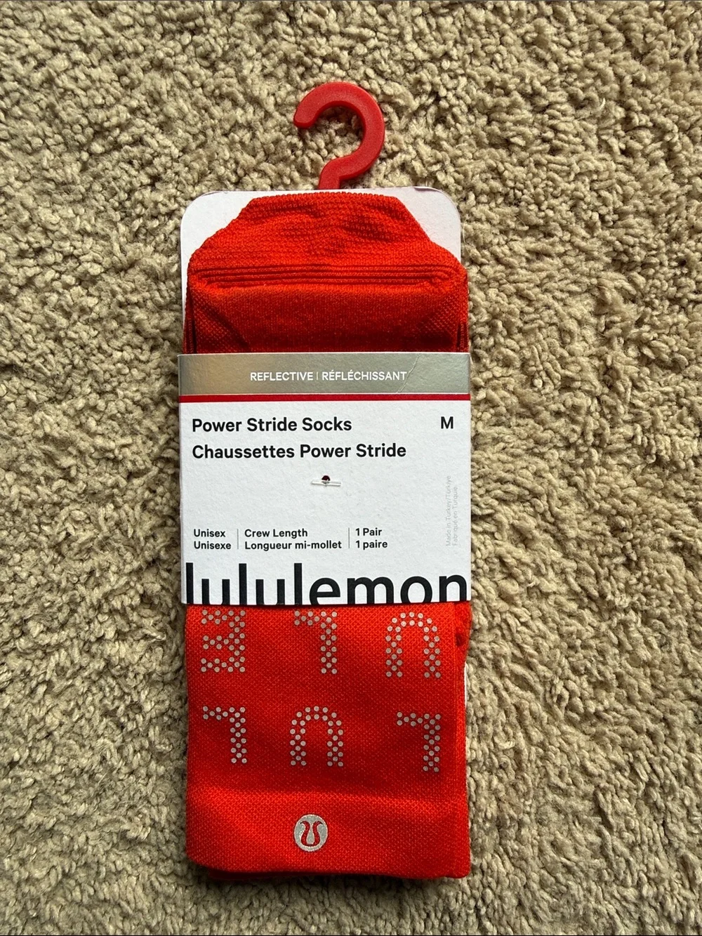 lululemon athletica Orange Power Stride Socks with Red Graphic Tote Bag